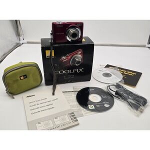 Nikon Coolpix L22 Red Point & Shoot 12MP Digital Camera TESTED New Batteries